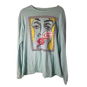 Unisex Large Retro Style 80's Cherry Coke Coca-Cola Pop Art Mint Long Sleeve